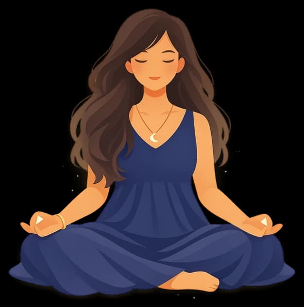 A dreamer sitting in calm reflection under a night sky